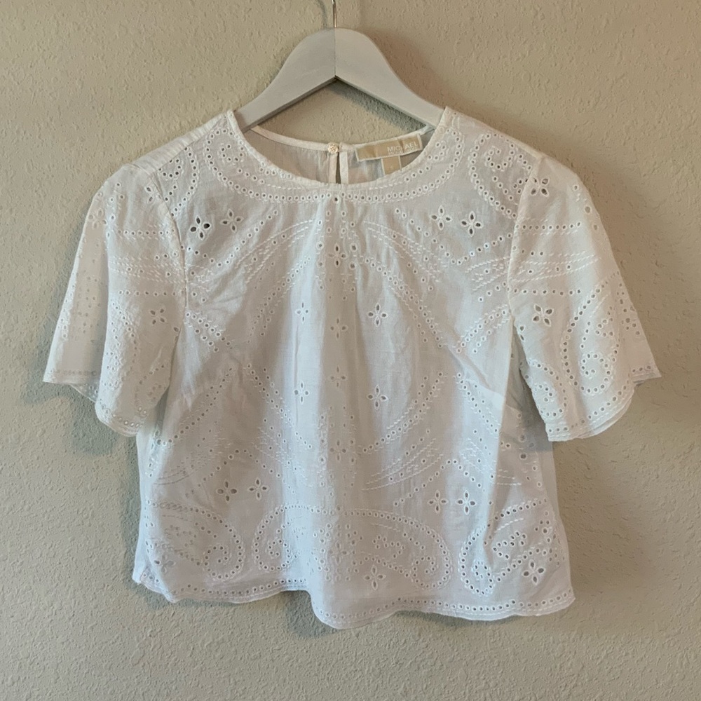 Michael Kors white eyelet crop top size small